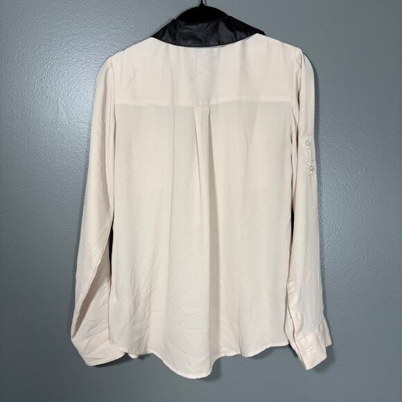 Express The Portofino Shirt Women's Semi-Sheer Tan Button Up - Size XS - Preppy - Picture 6 of 6